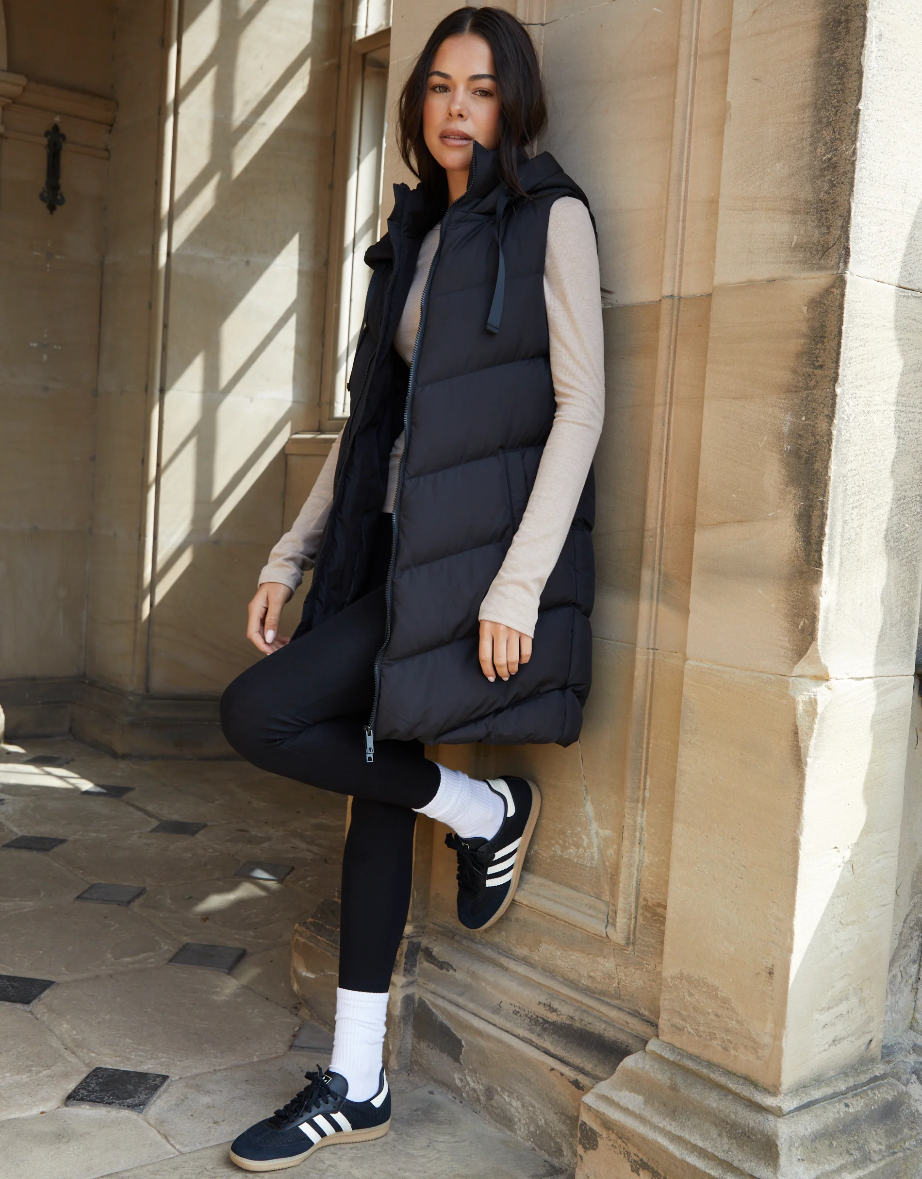 Longline Padded Gilet in Black - Image 7