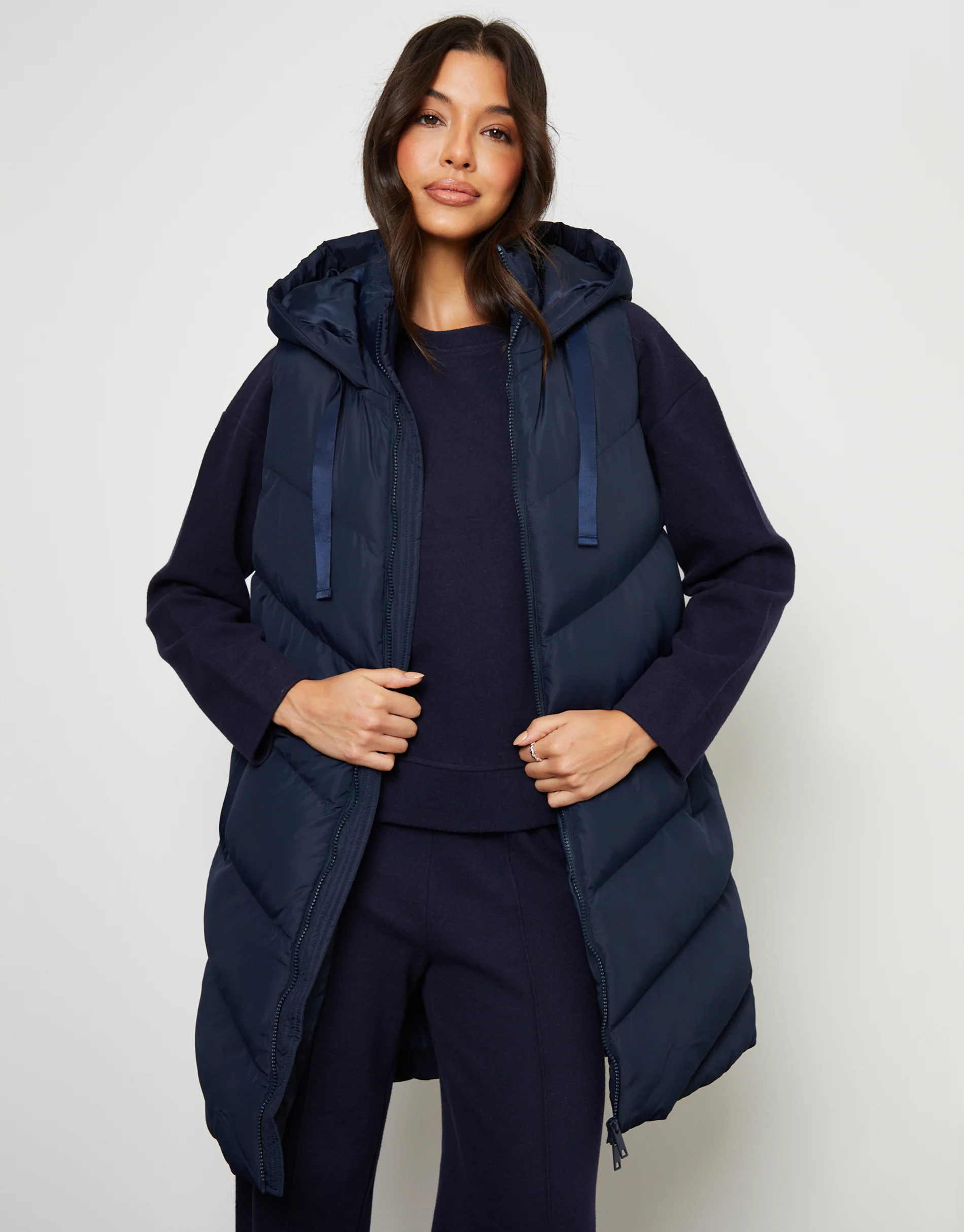 Longline Padded Gilet in Navy