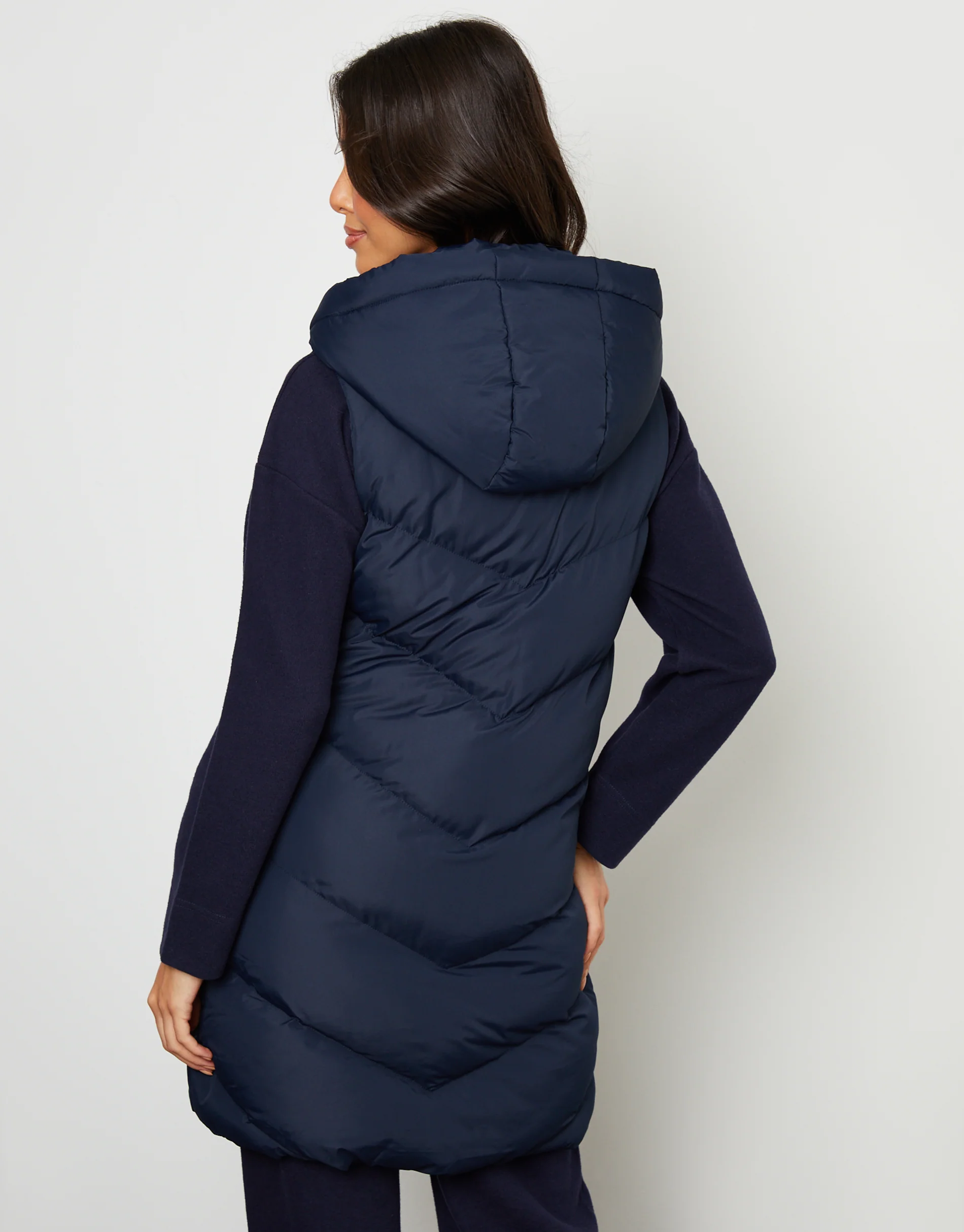 Longline Padded Gilet in Navy - Image 4