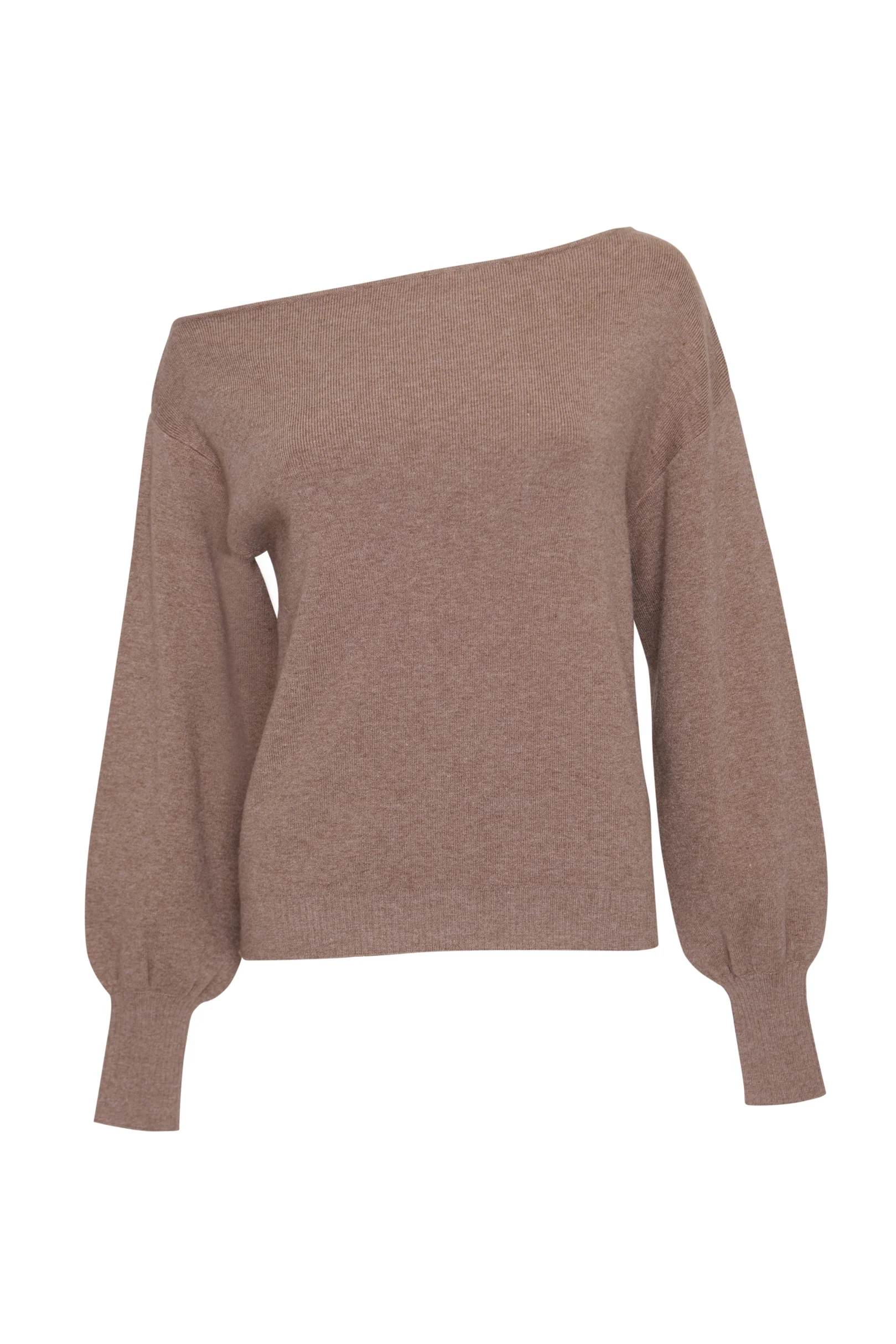 Soft Slash Neck Jumper in Beige - Image 6
