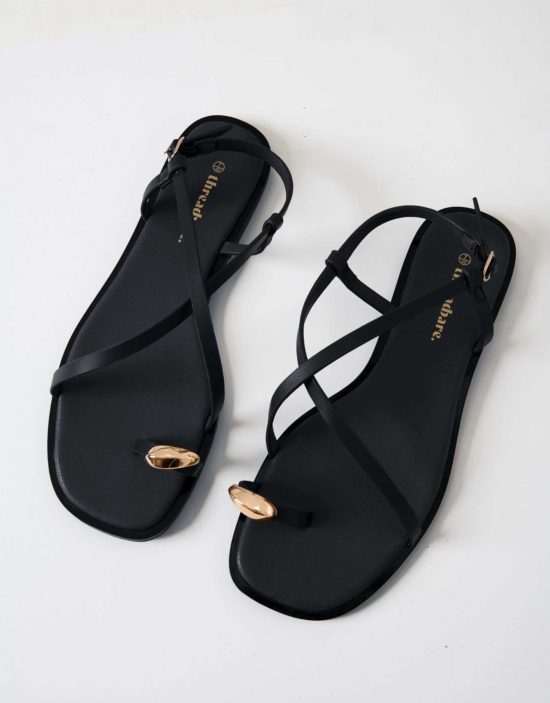 Back Strap Metal Detail Sandals in Black - Image 3