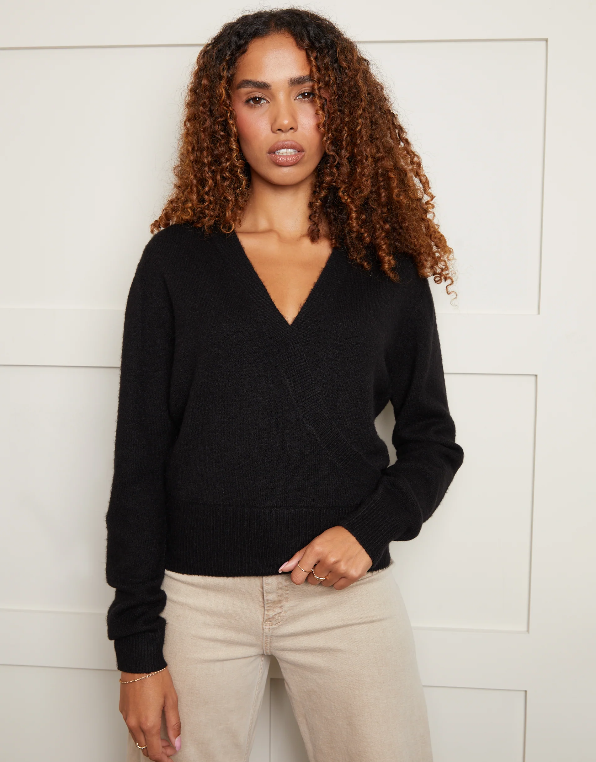 Wrap Front Jumper in Black - Image 3