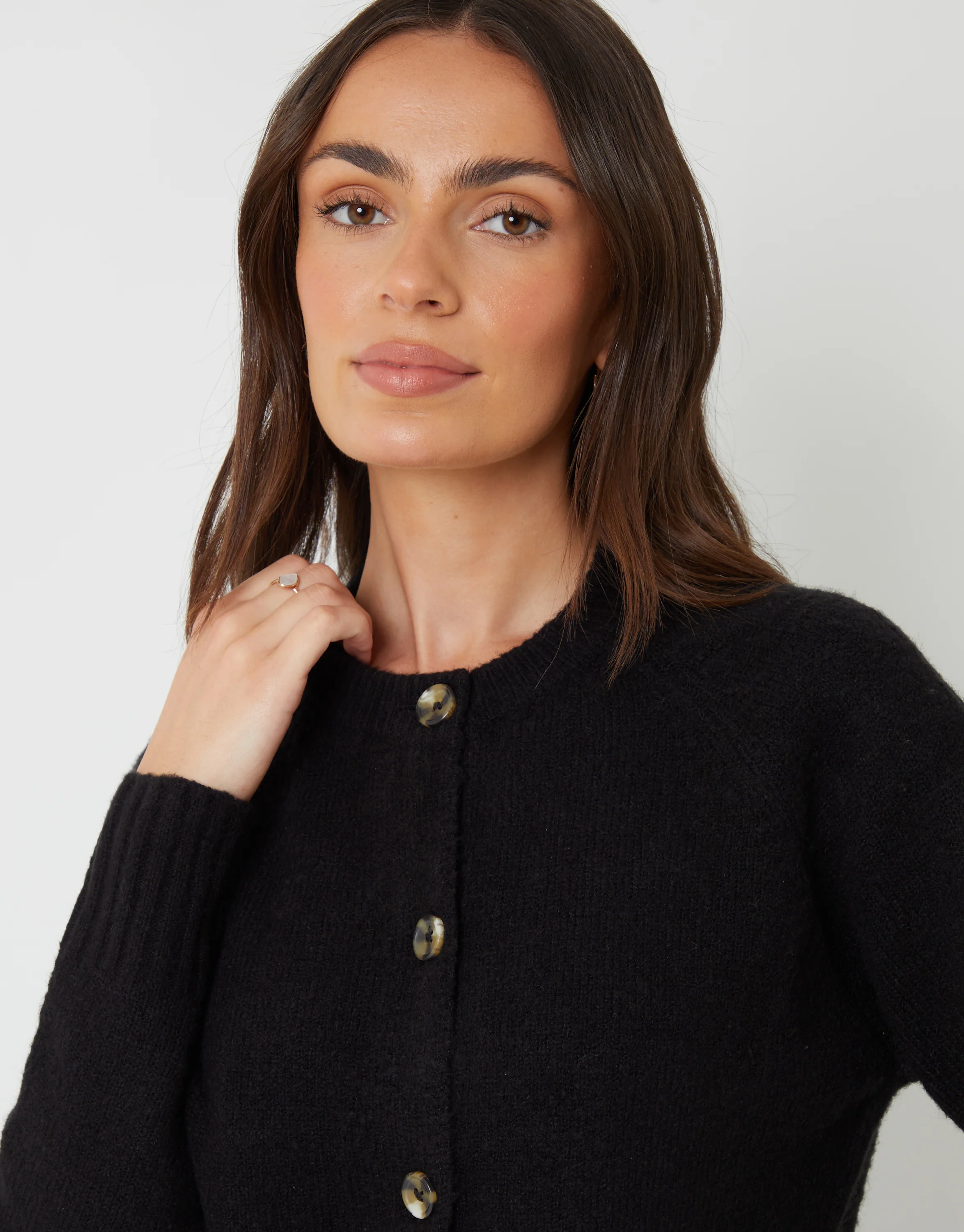 Button Up Knitted Cardigan in Black - Image 4