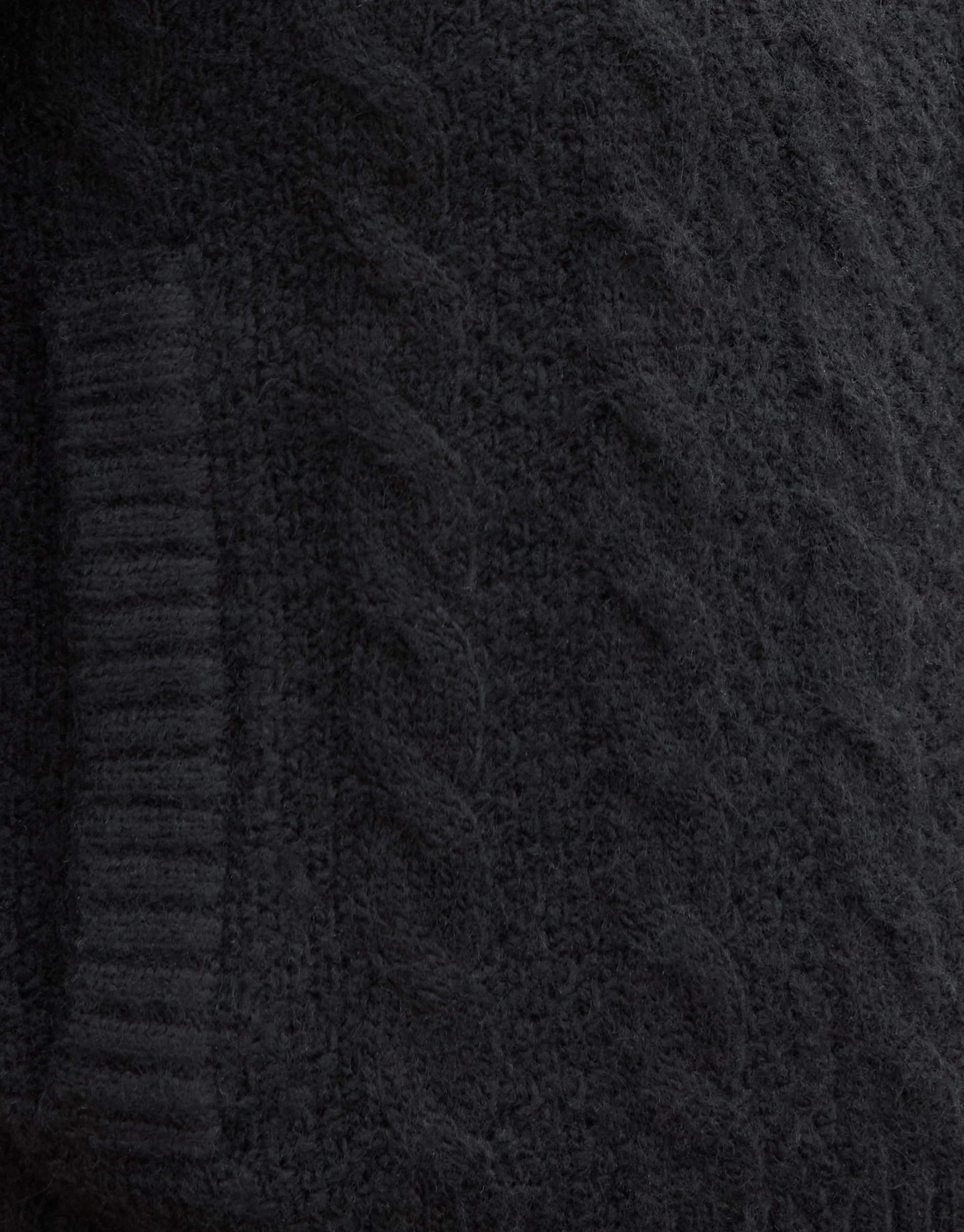 Cable Knit Zip-Up Bomber Jacket in Black - Image 5