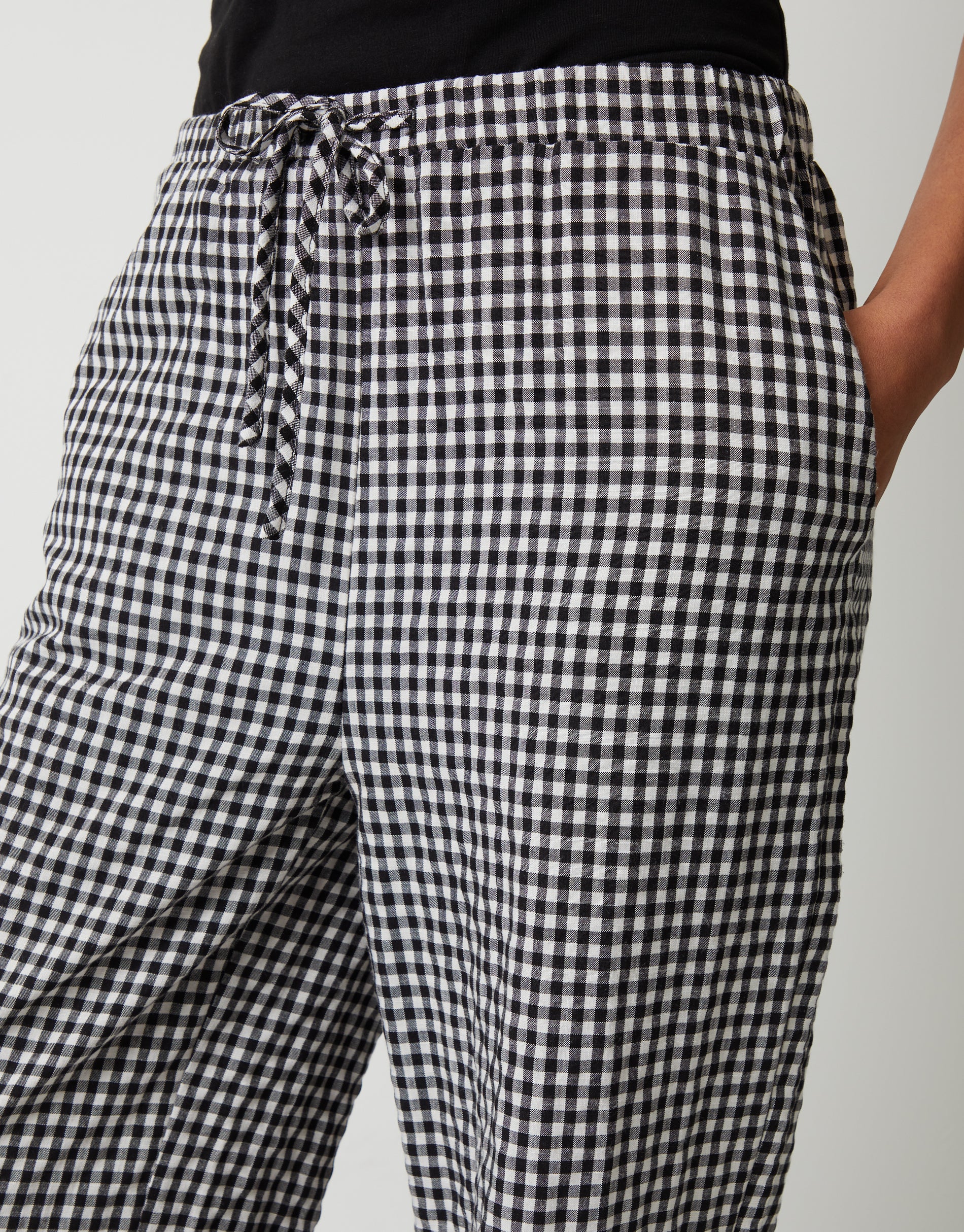 Wide Leg Trousers in Black Gingham - Image 4