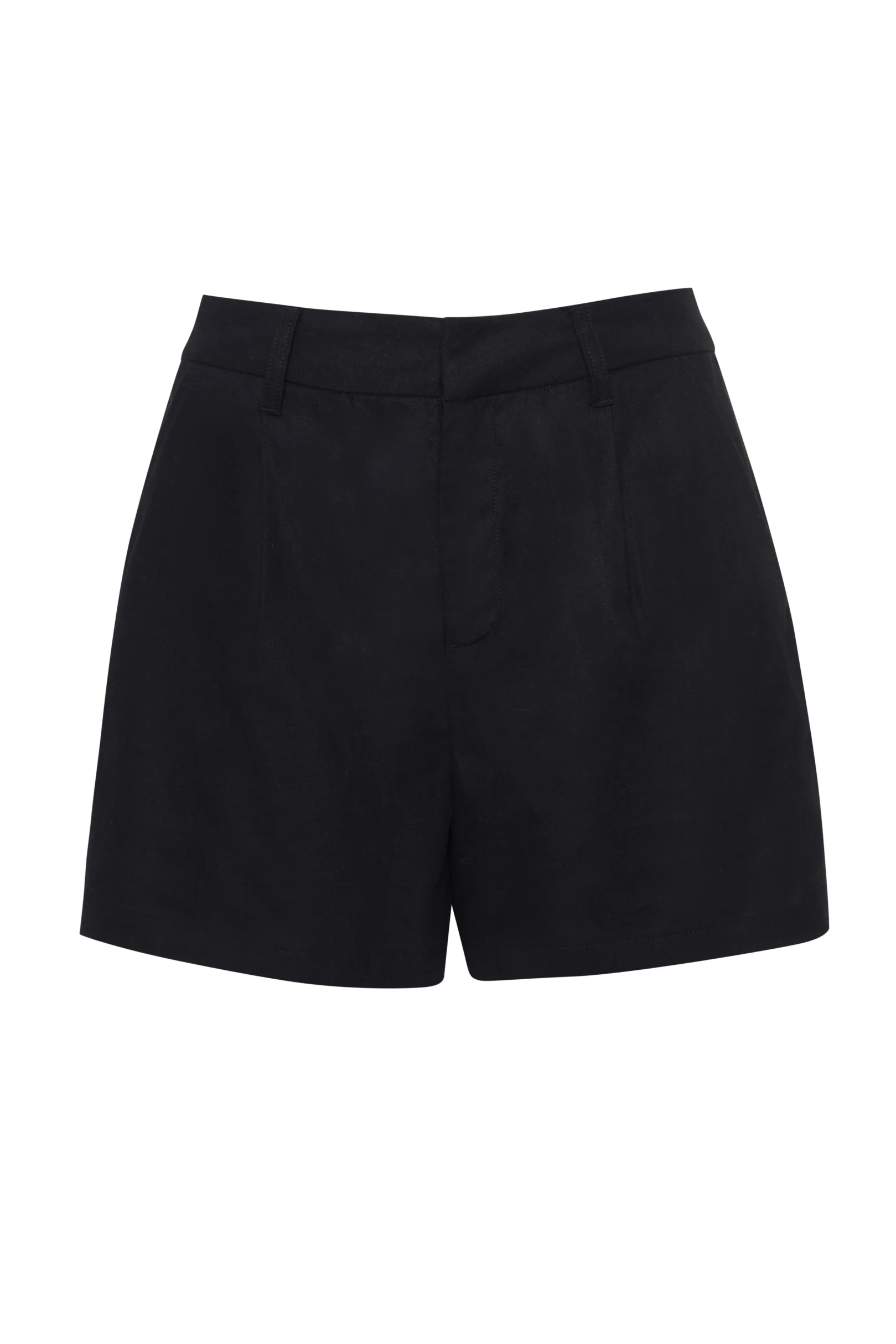 Tailored Linen Blend Shorts in Black - Image 5