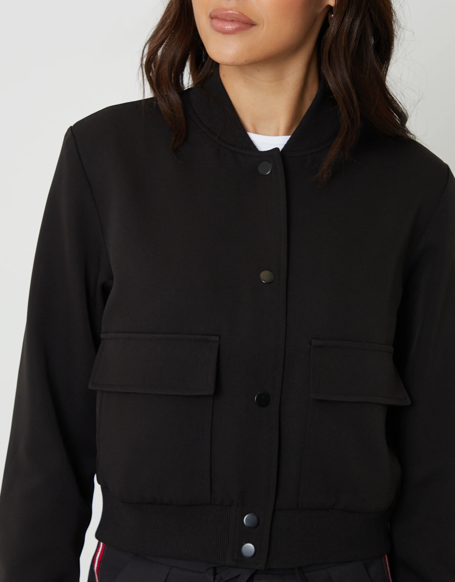 Patch Pocket Bomber Jacket in Black - Image 4