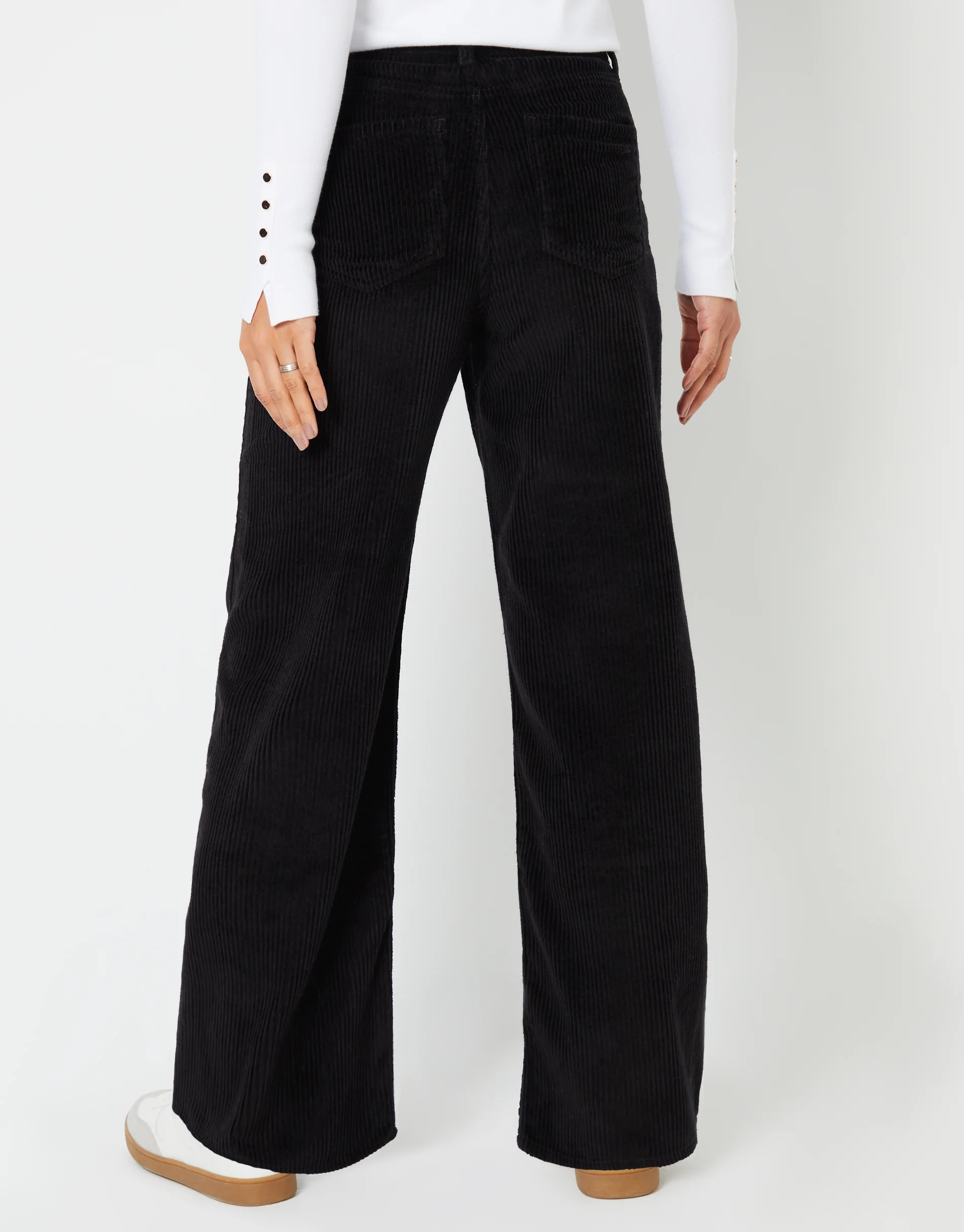 Wide Leg Corduroy Jeans in Black - Image 2