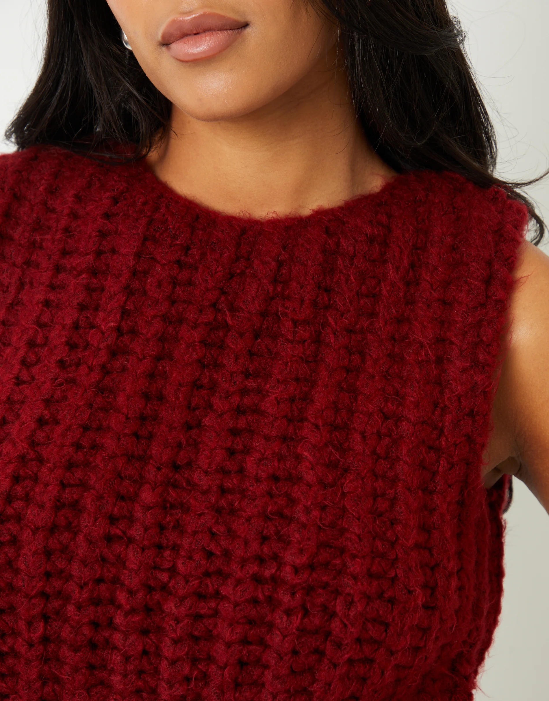 Chunky Knitted Vest in Burgundy - Image 3