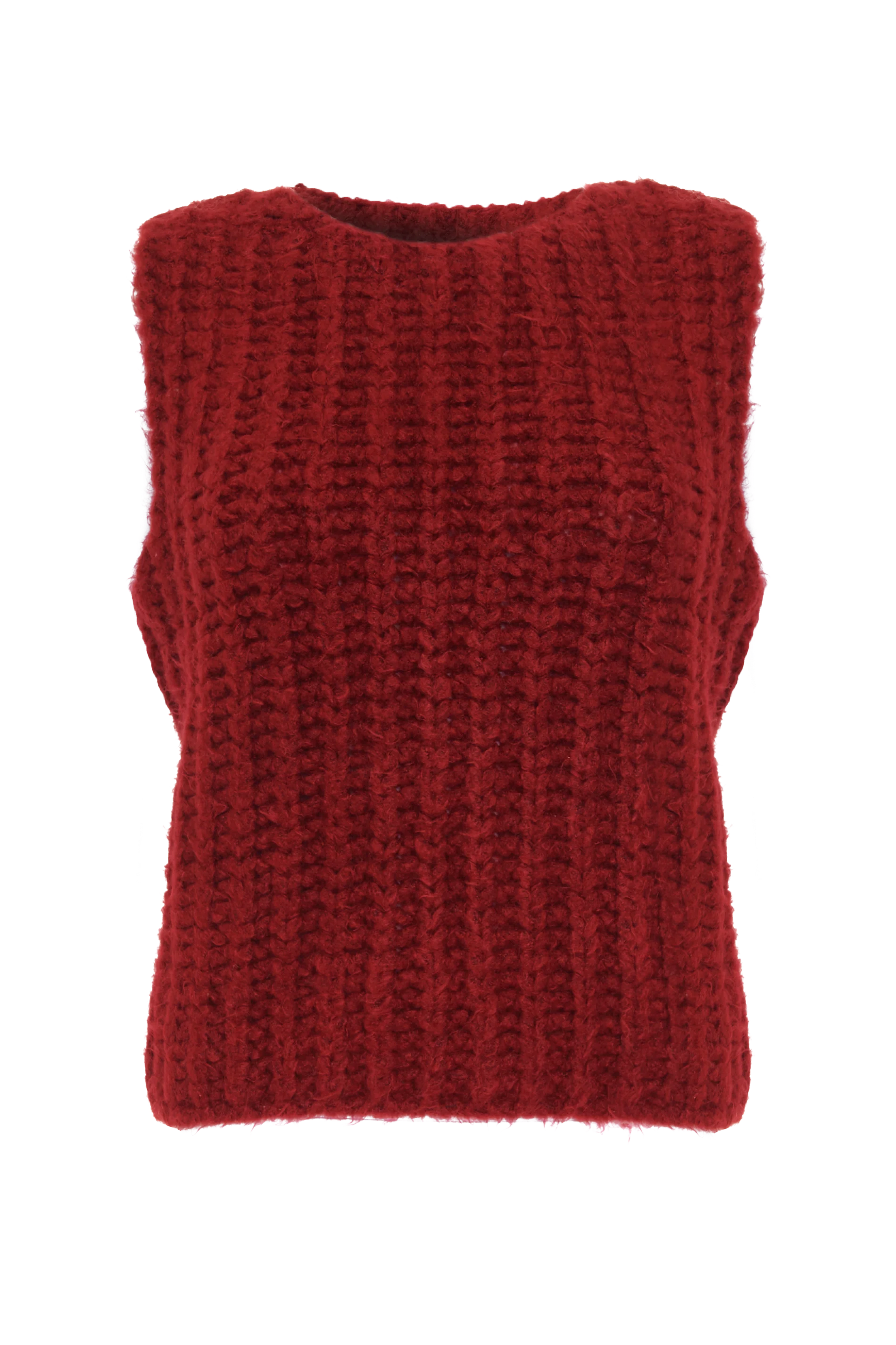 Chunky Knitted Vest in Burgundy - Image 6
