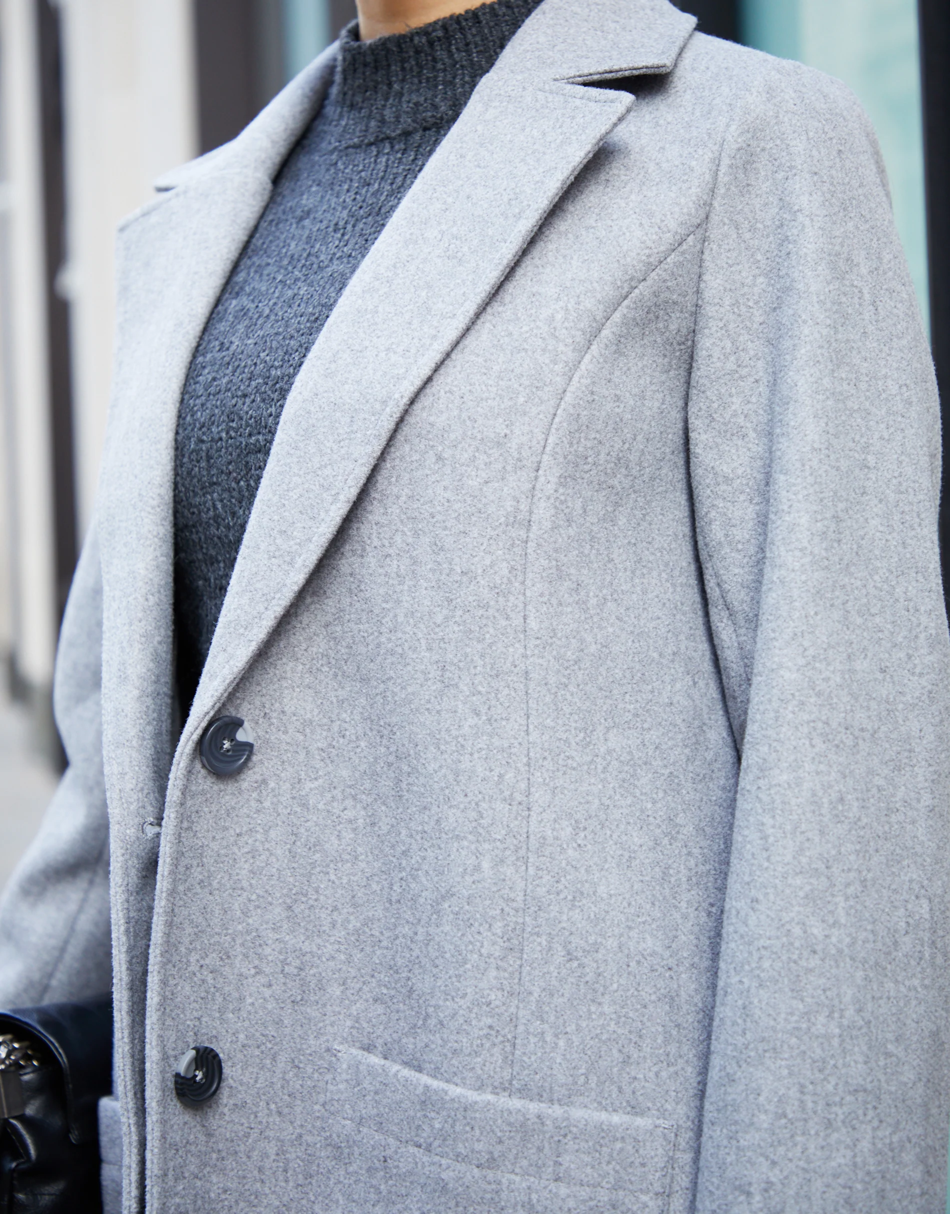 Single Breasted Relaxed Formal Coat in Grey - Image 4