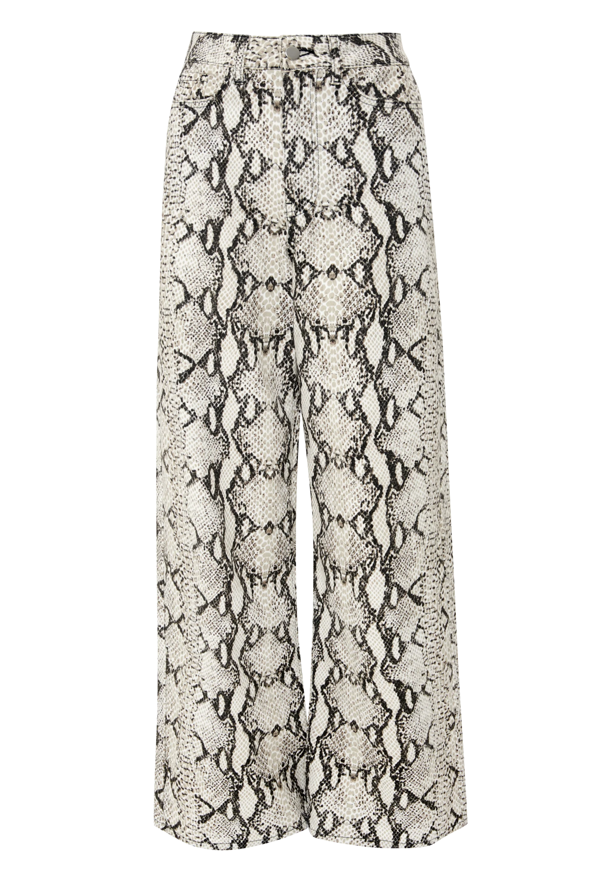 Wide Leg Print Denim Jeans in Grey Snake - Image 5