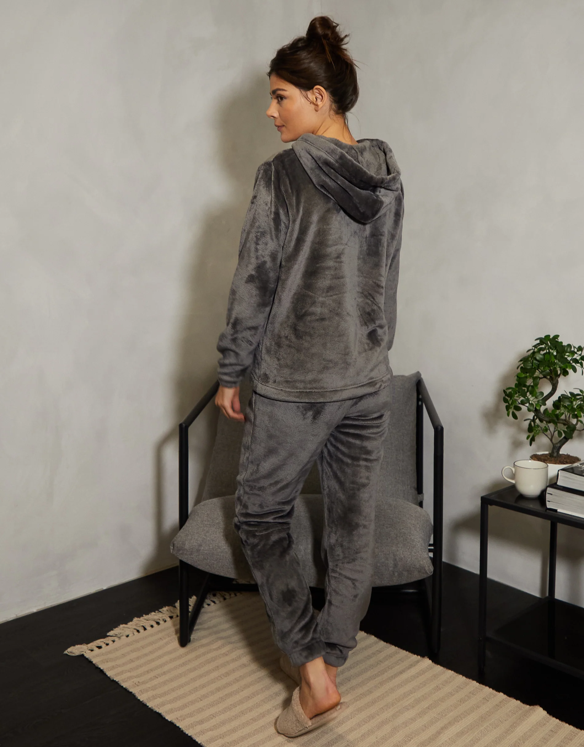 Soft Velour Loungewear Set in Grey - Image 2