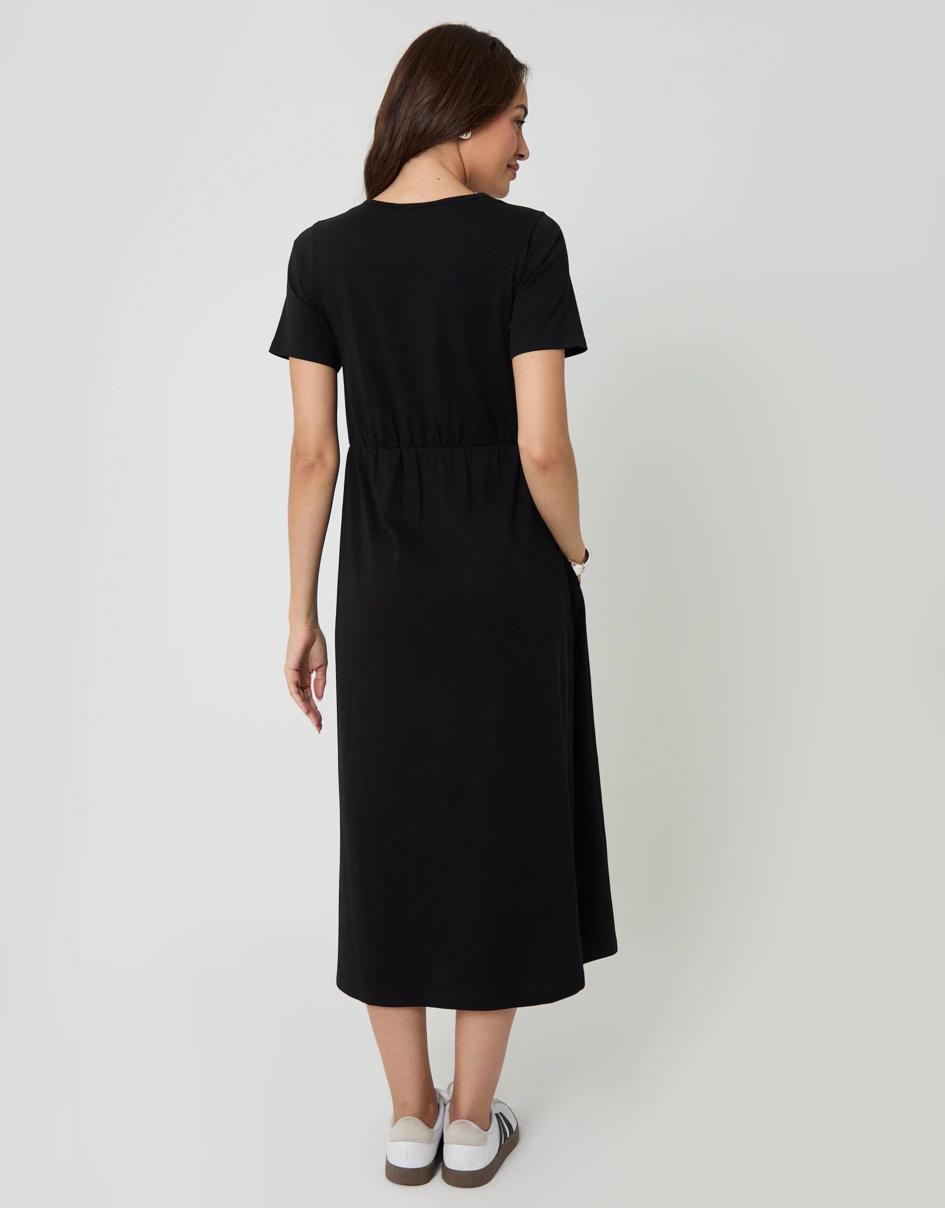 2 Pack Jersey Midi Smock Dresses with Pockets in Leopard & Black - Image 3