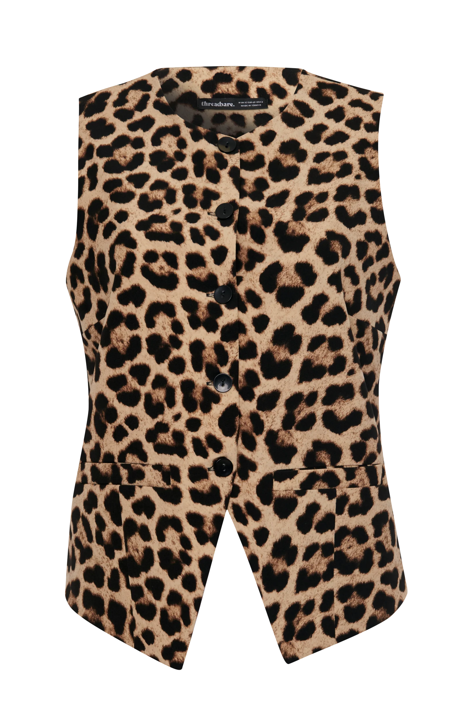 Crew Neck Waistcoat in Leopard Print - Image 6