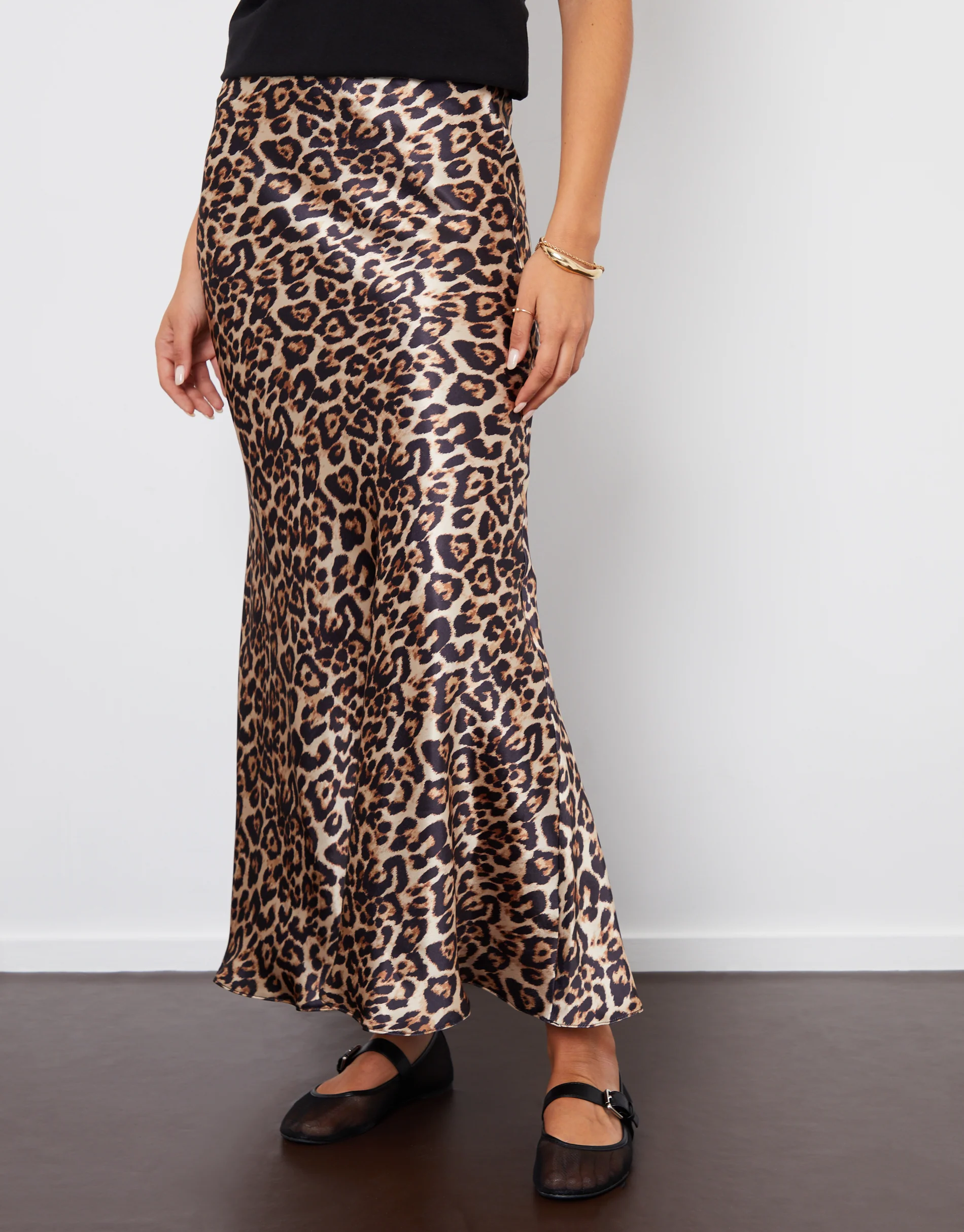 Maxi Satin Slip Skirt in Leopard Print - Image 2
