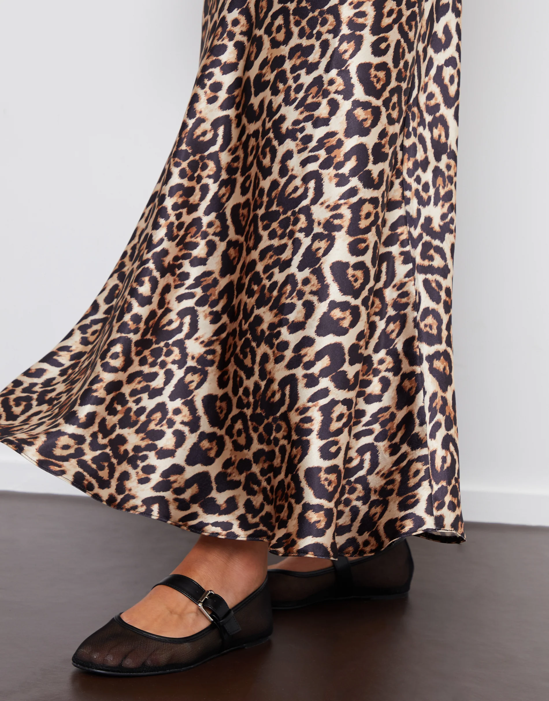 Maxi Satin Slip Skirt in Leopard Print - Image 4