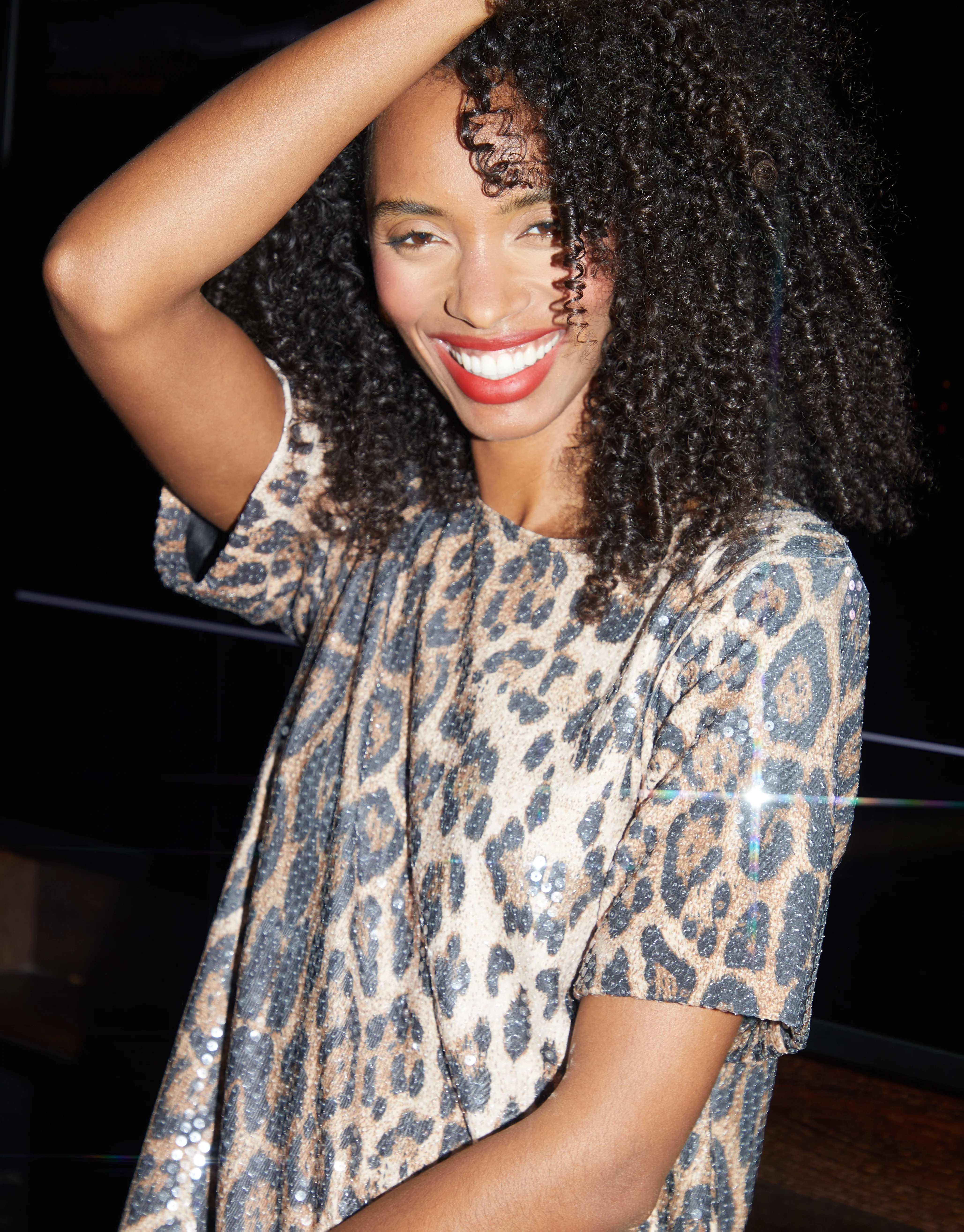 Sequin Mini Party Dress in Leopard Print - Image 4