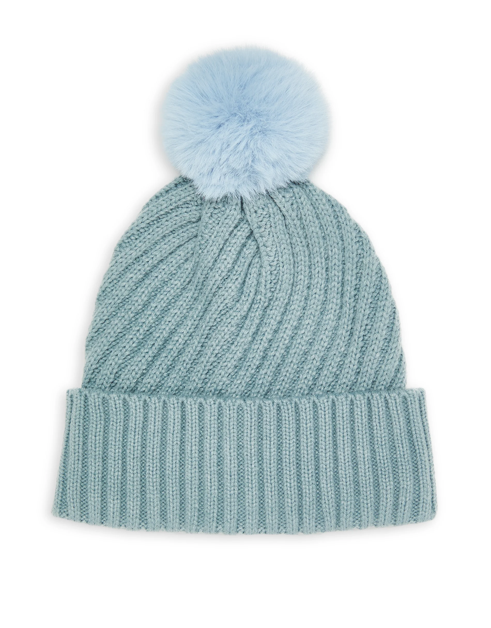 Light Knitted Hat & Gloves Set in Blue - Image 3