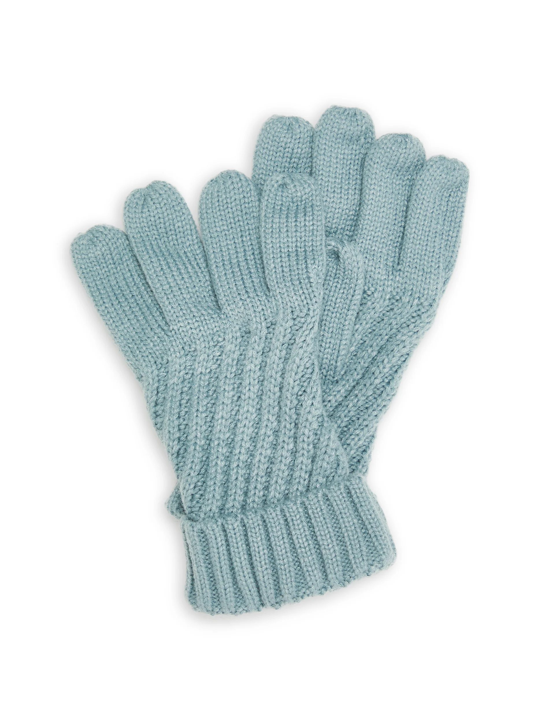 Light Knitted Hat & Gloves Set in Blue - Image 4