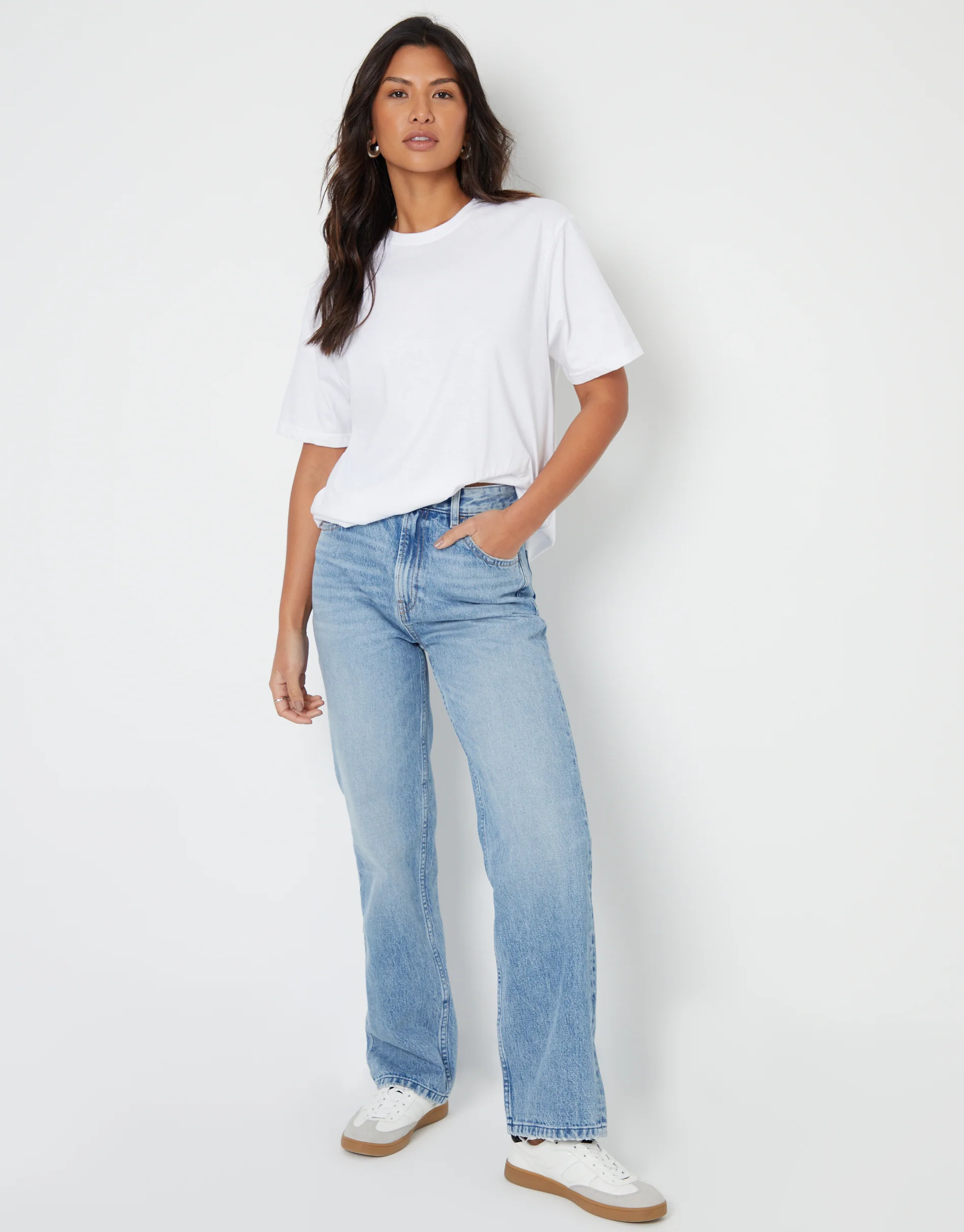 Straight Leg Wide Jeans in Light Wash - Image 2