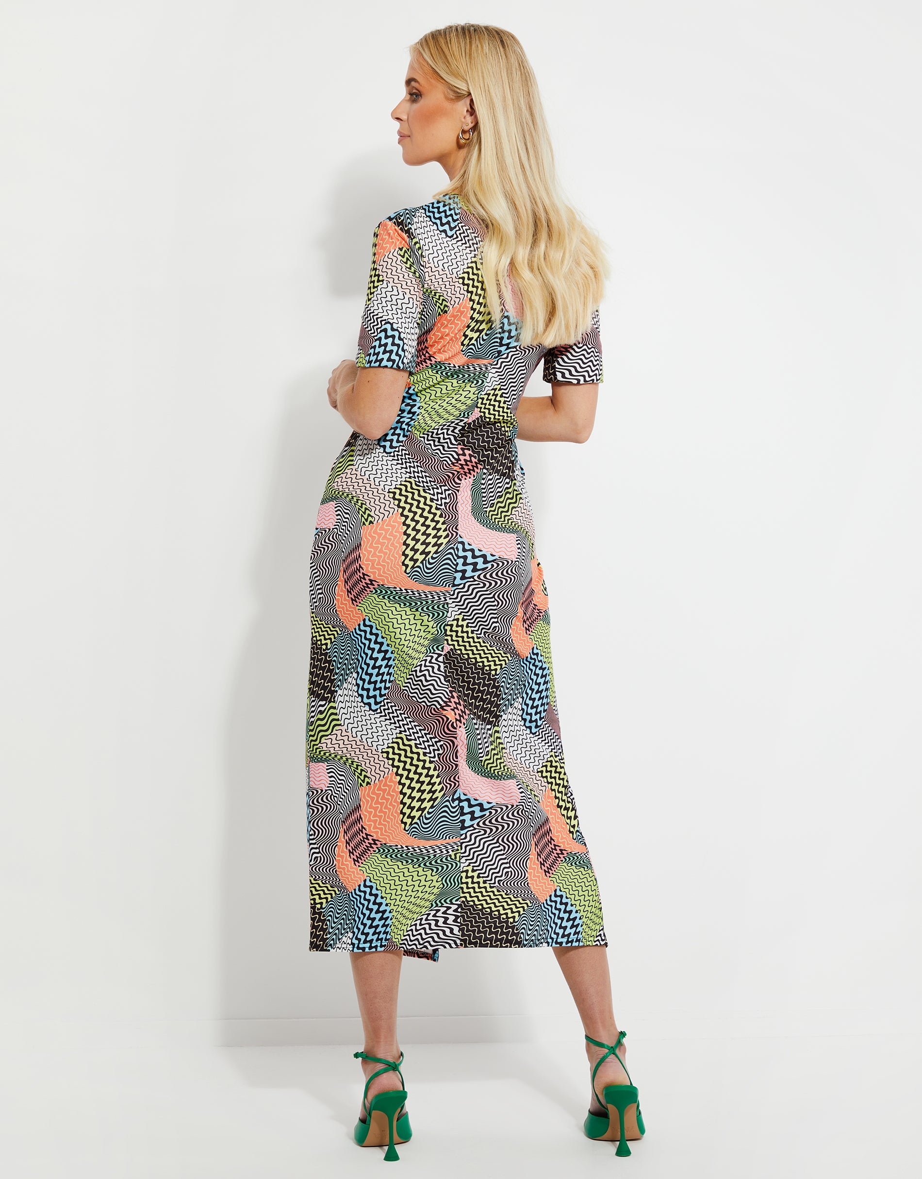 Zig Zag Print Jersey Midi Dress - Image 2