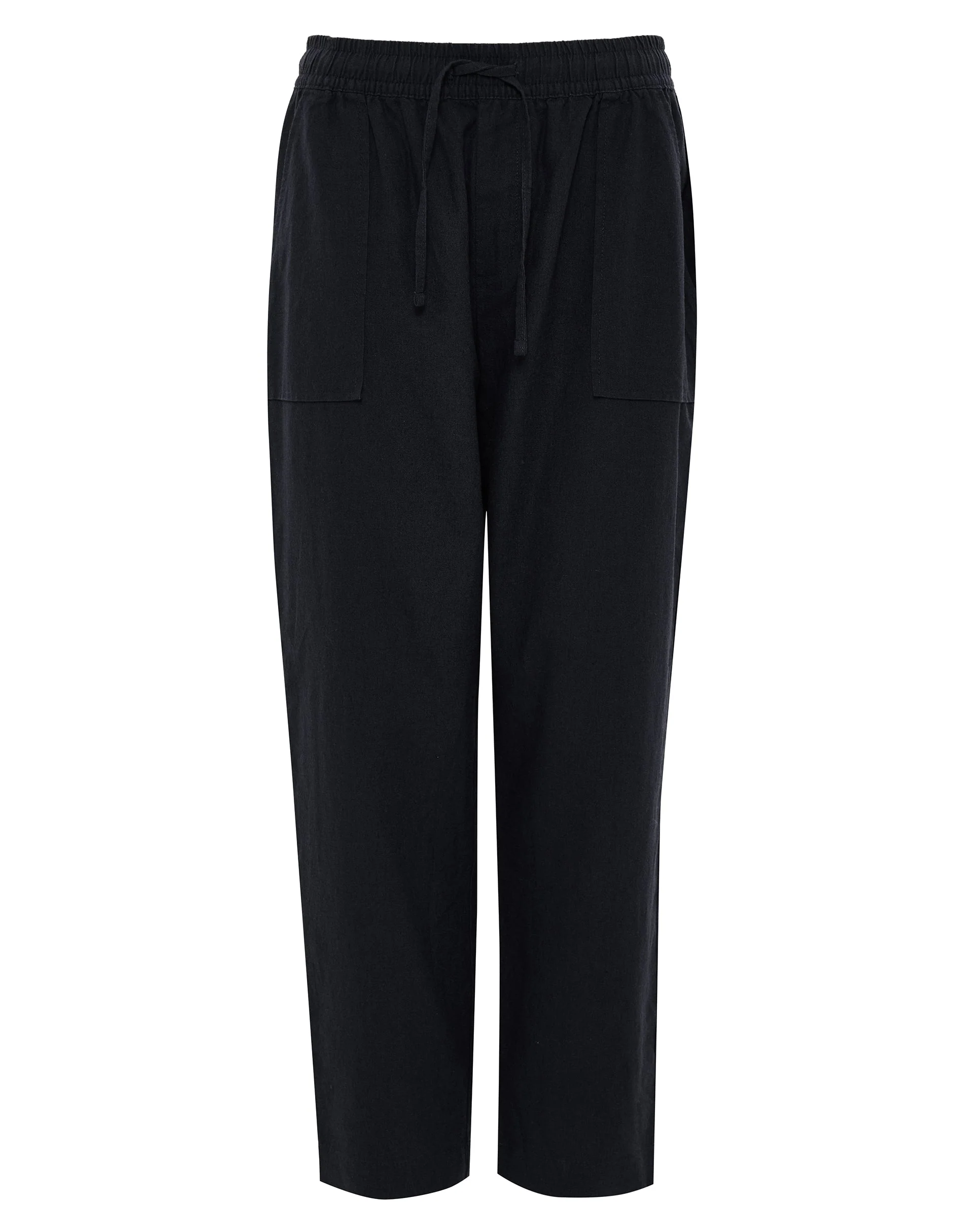 Petite Linen Blend Drawstring Trousers in Black - Image 5