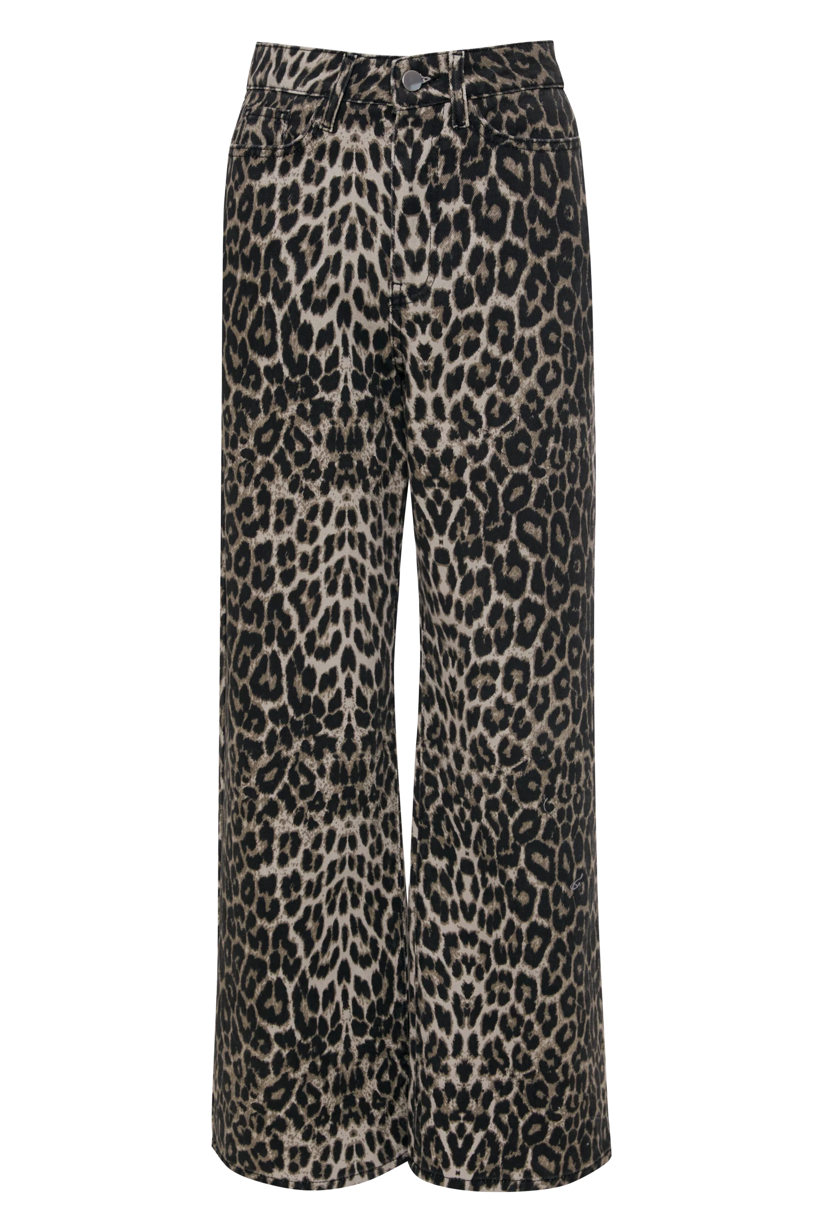 Petite Wide Leg Denim Jeans in Leopard Print - Image 7