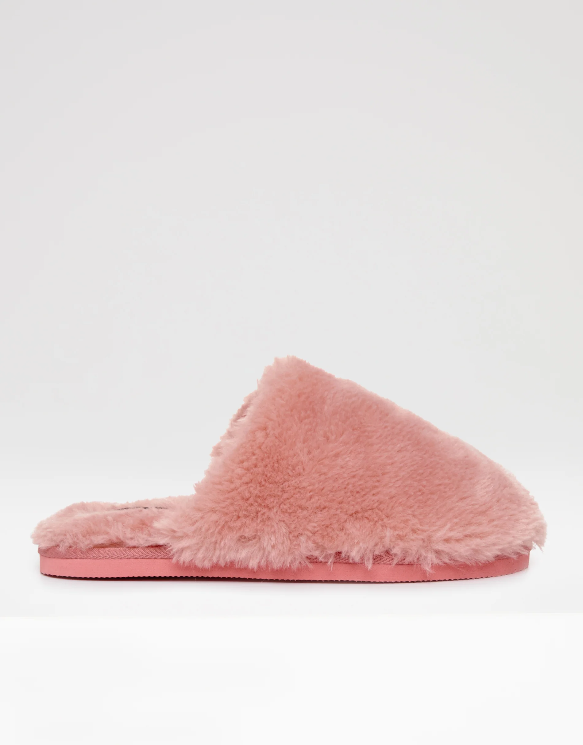 Faux Fur Mule Slippers in Pink - Image 4