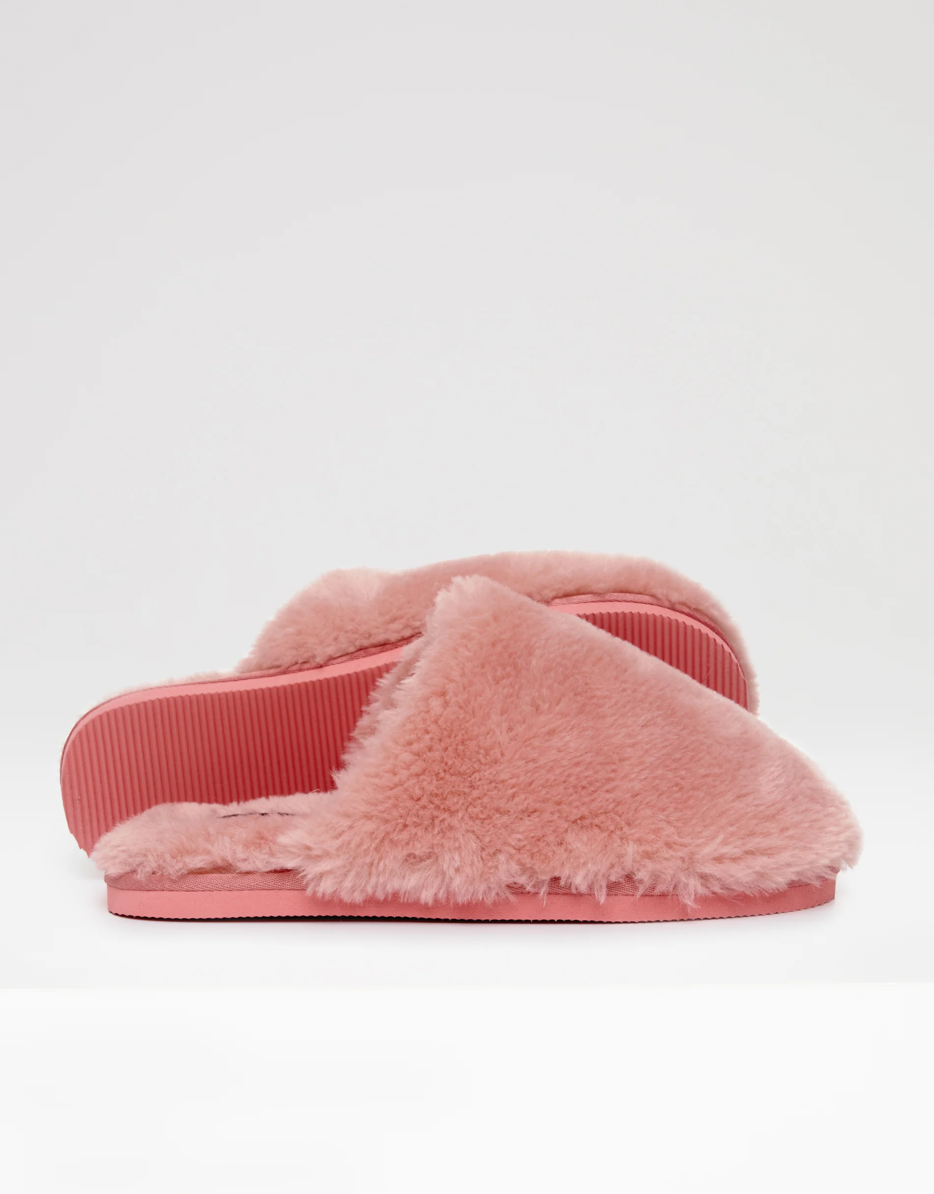 Faux Fur Mule Slippers in Pink - Image 5