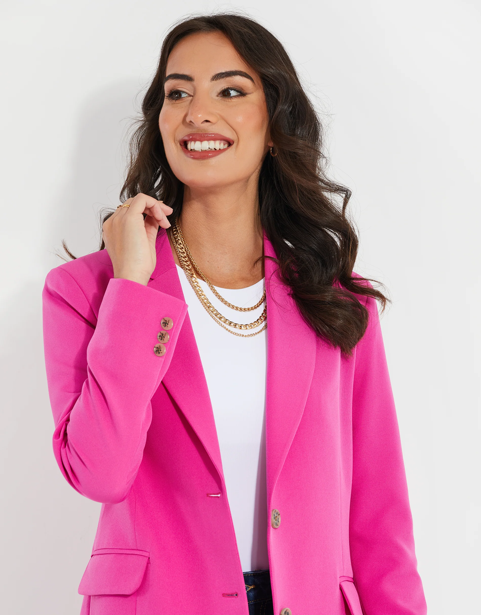 Relaxed Fit Single Breasted Blazer in Pink - Image 4