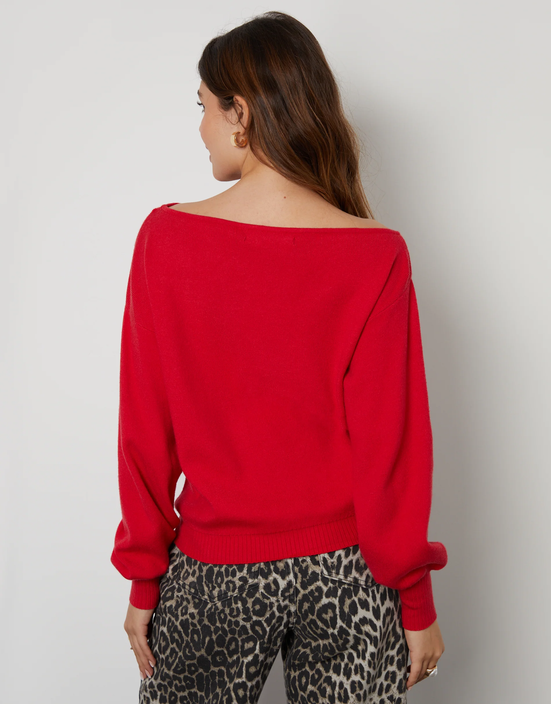 Soft Slash Neck Jumper in Red - Image 2
