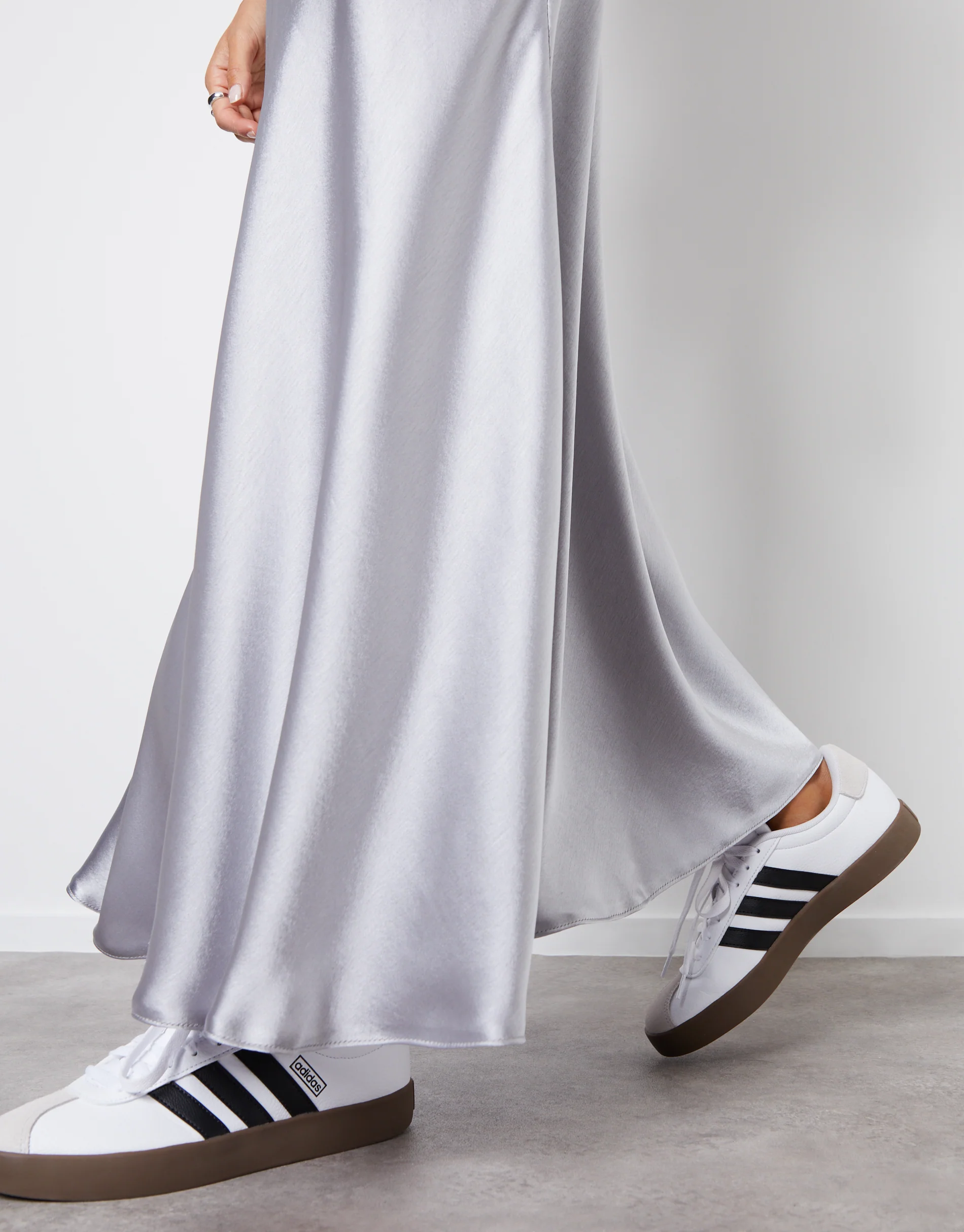 Maxi Satin Slip Skirt in Silver - Image 5