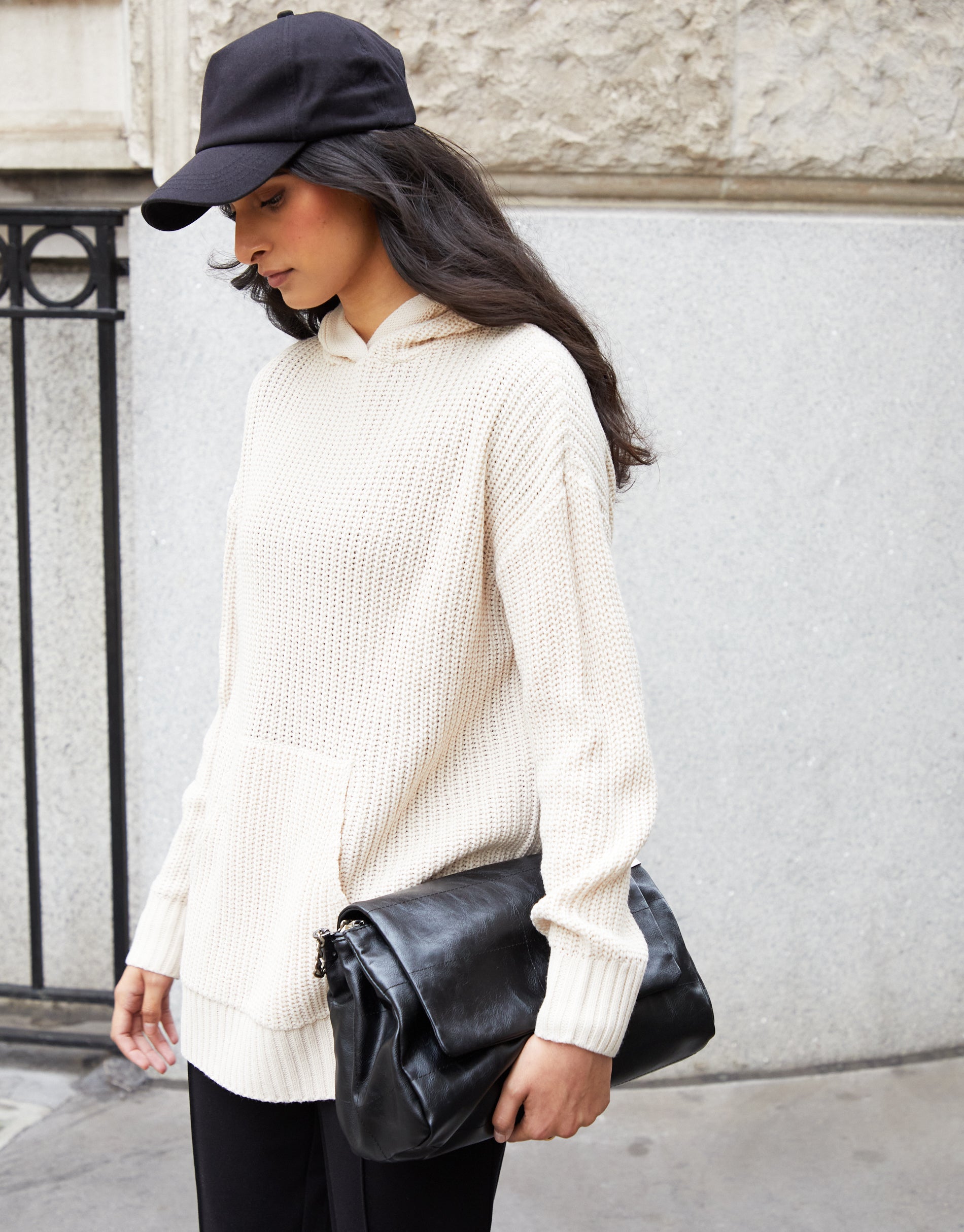 Knitted Hoodie in Stone - Image 3